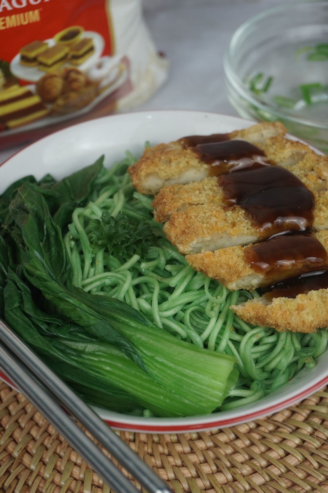 mie hijau ayam teriyaki
