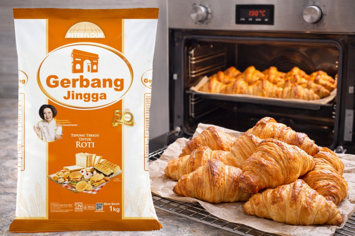 tepung terigu gerbang jingga dan croissant