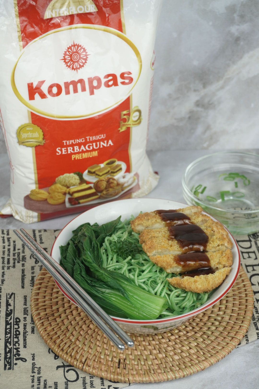 mie hijau ayam teriyaki