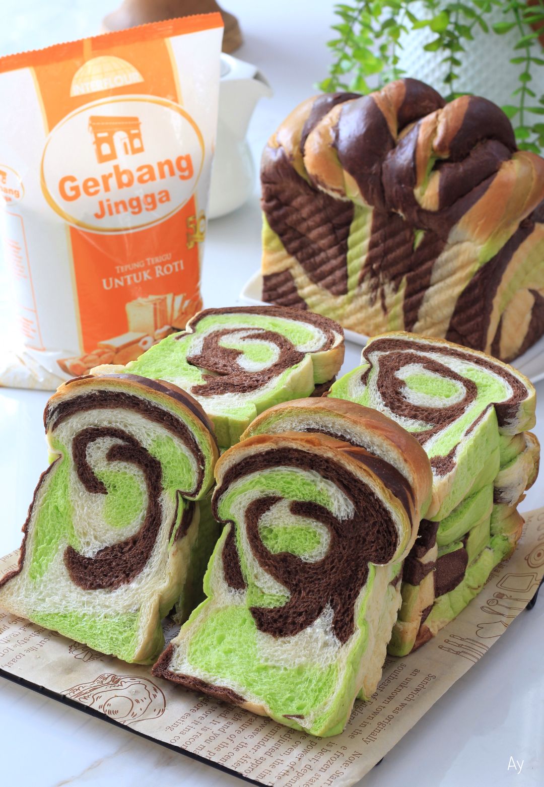 Choco Pandan Loaf Bread