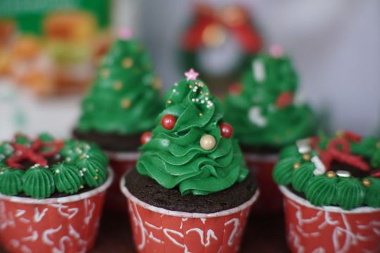 christmast tree cup cake