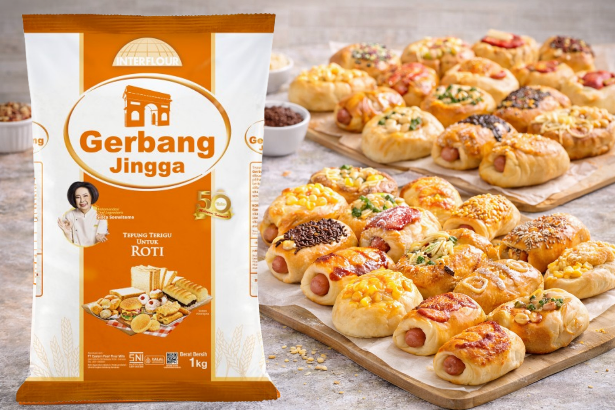 tepung terigu gerbang jingga dan roti unyil