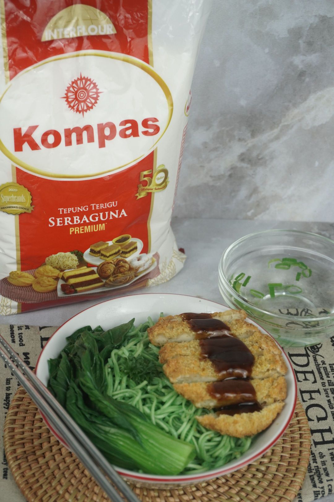 mie hijau ayam teriyaki