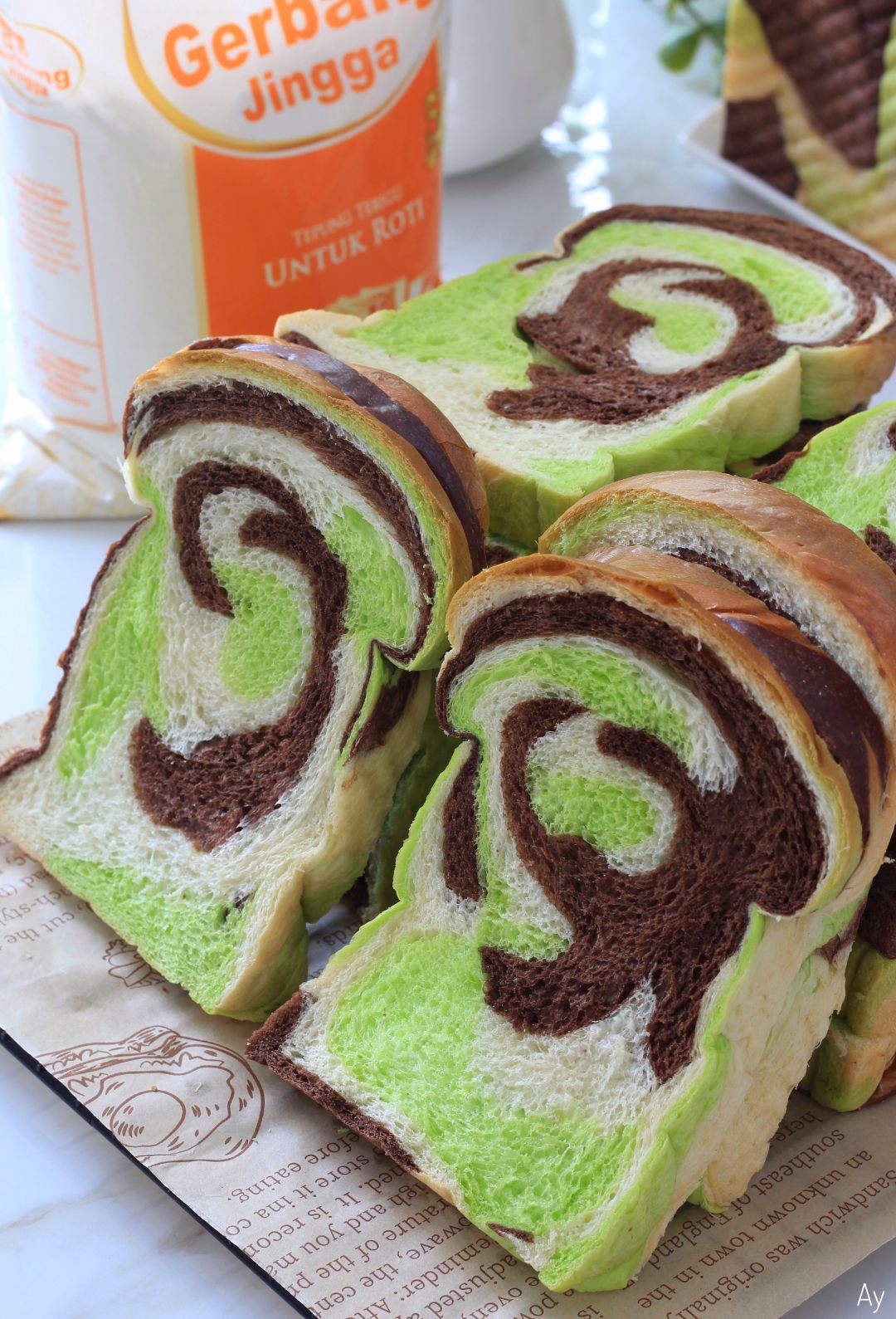 Choco Pandan Loaf Bread