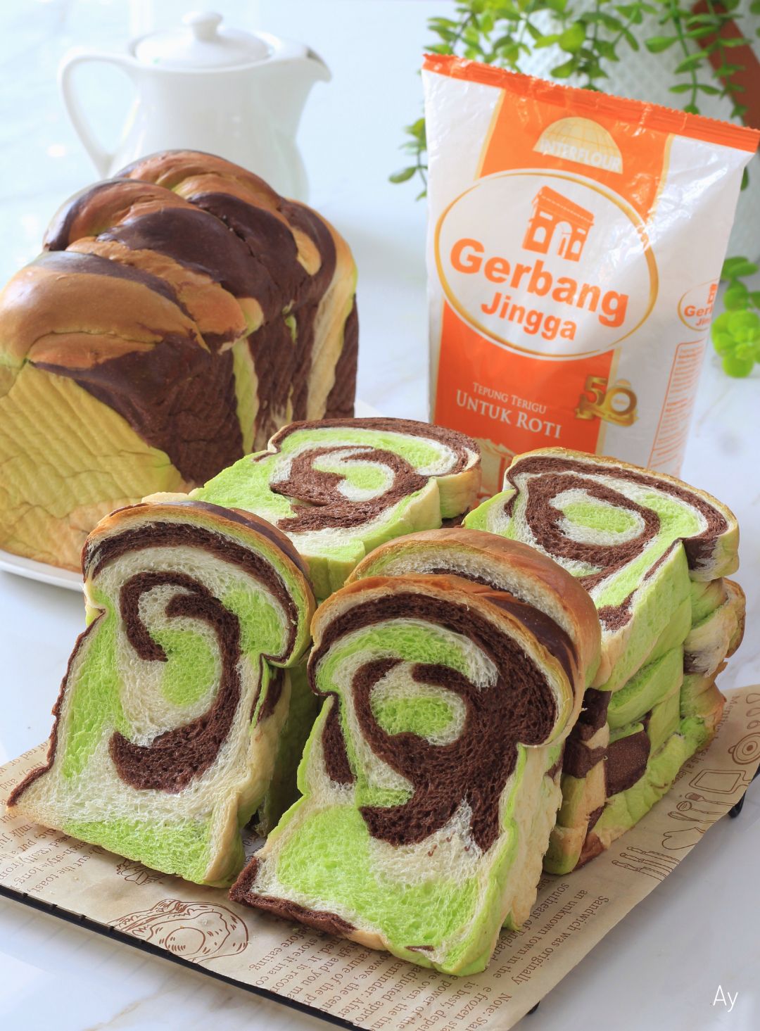 Choco Pandan Loaf Bread