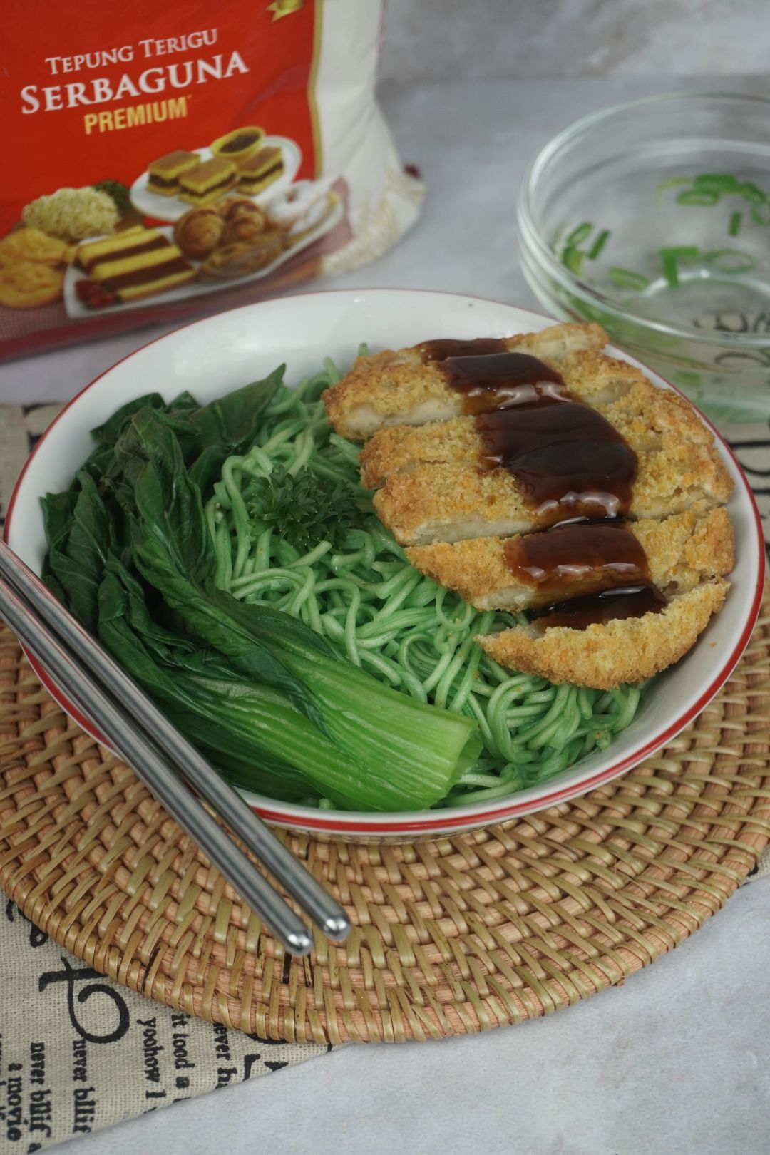 mie hijau ayam teriyaki